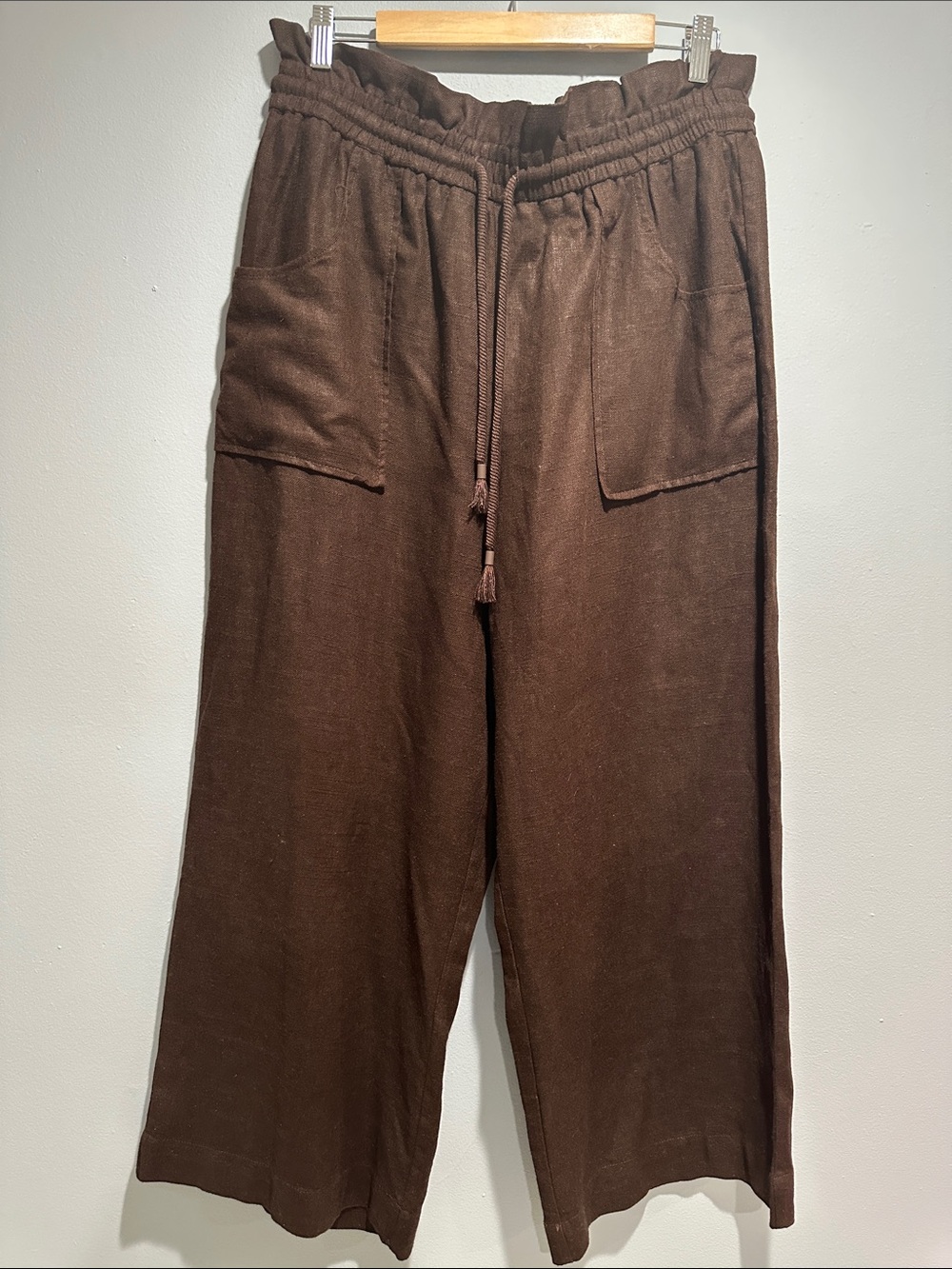 Joie Chocolate Brown Wide-Leg Drawstring Joggers